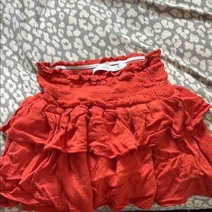 Altar'd State Orange Bubble Mini Skirt with Ruffles